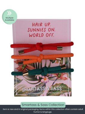 Hair Tie Bracelet Set – “Hair Up. Sunnies On. World Off.” (3 Pack)